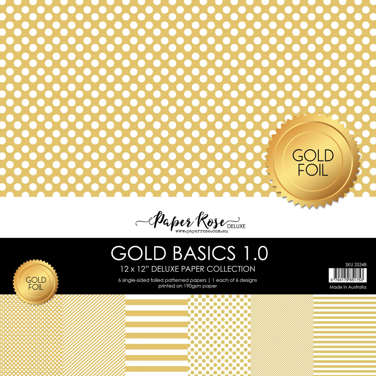 Gold Basics 1.0 12x12 Paper Collection 25348 - Foil - Paper Rose Studio