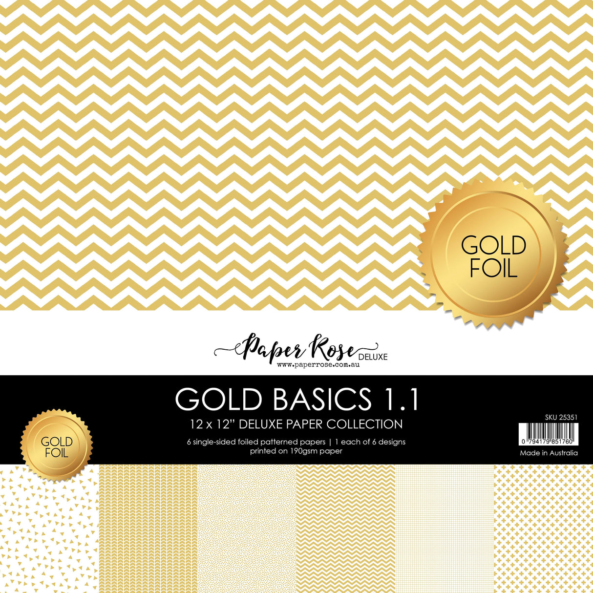 Gold Basics 1.1 12x12 Paper Collection 25351 - Foil - Paper Rose Studio