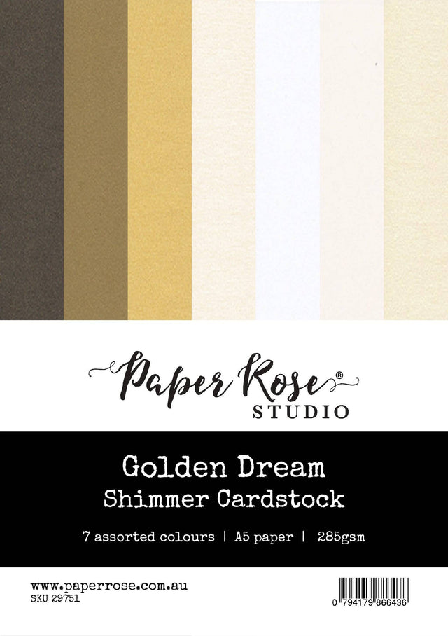 Golden Dream Assorted Shimmer Cardstock A5 7pc 29751 - Paper Rose Studio