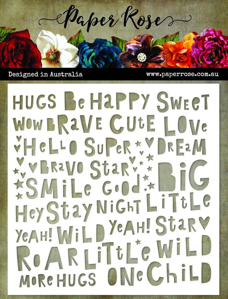 Little Tots Words 6x6" Stencil 21888 - Paper Rose Studio