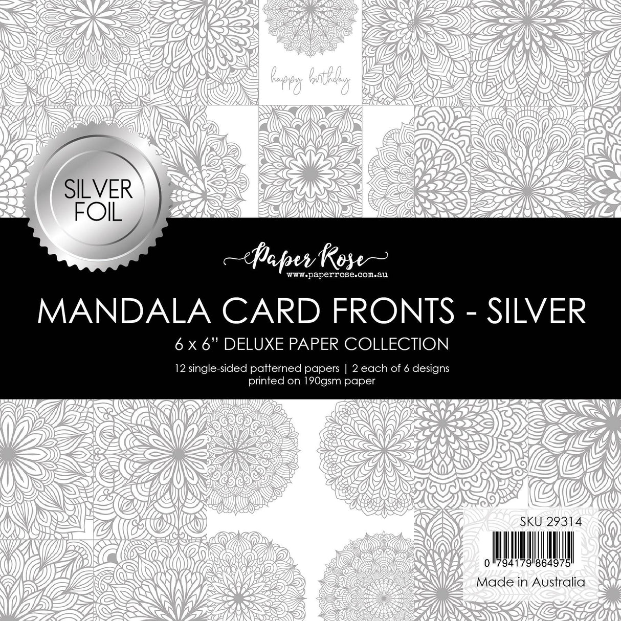 Mandala Card Fronts - Silver Foil 6x6 Paper Collection 29314 - Paper Rose Studio