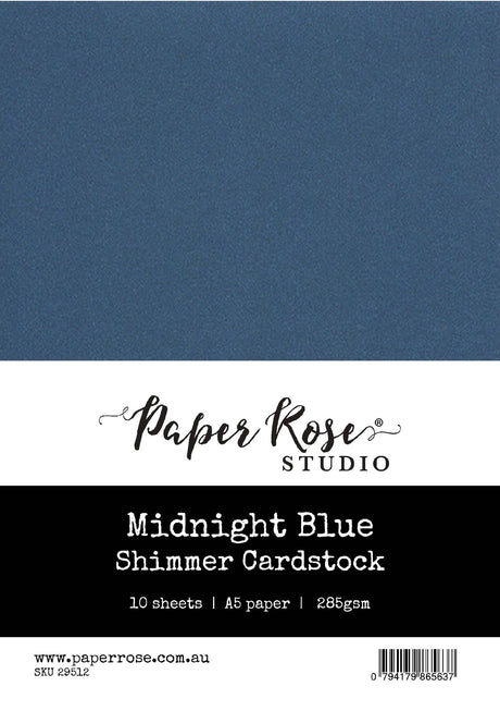 Midnight Blue Shimmer Cardstock A5 10pc 29512 - Paper Rose Studio