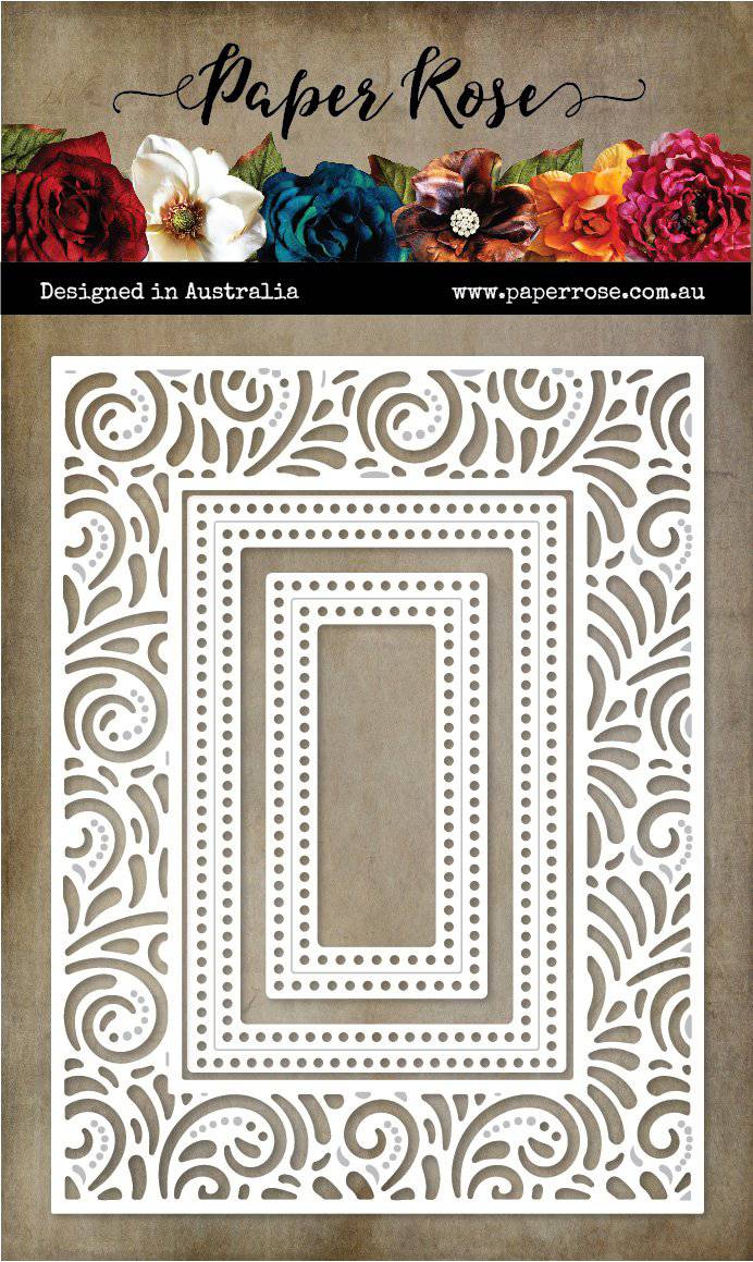 Ornate Swirl Rectangle Frame Metal Cutting Die 20129 - Paper Rose Studio