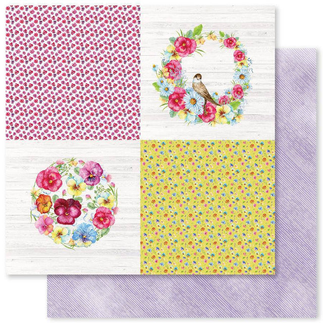 Pansy Garden B 12x12 Paper (12pc Bulk Pack) 22309 - Paper Rose Studio