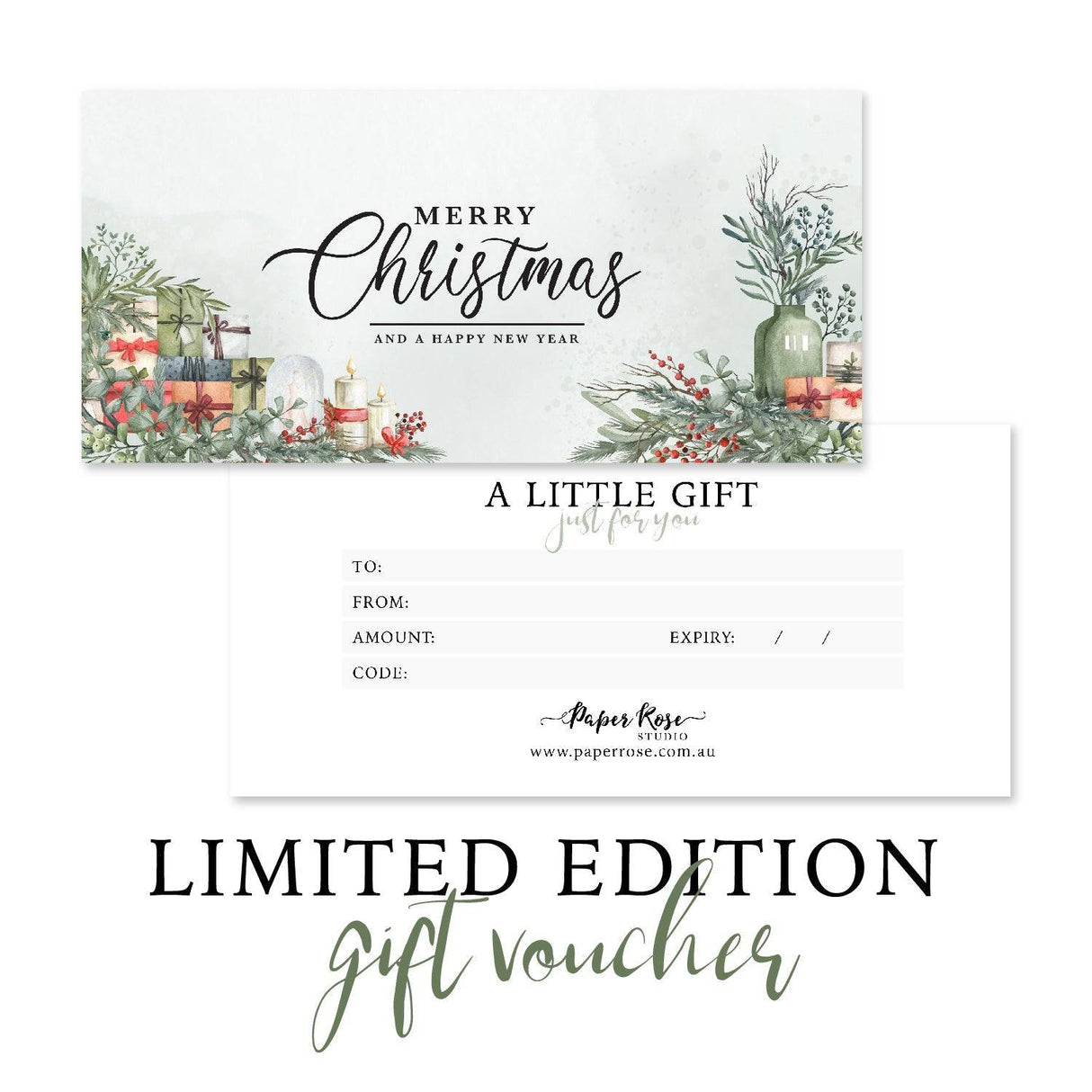 Physical Gift Voucher - Christmas - Paper Rose Studio