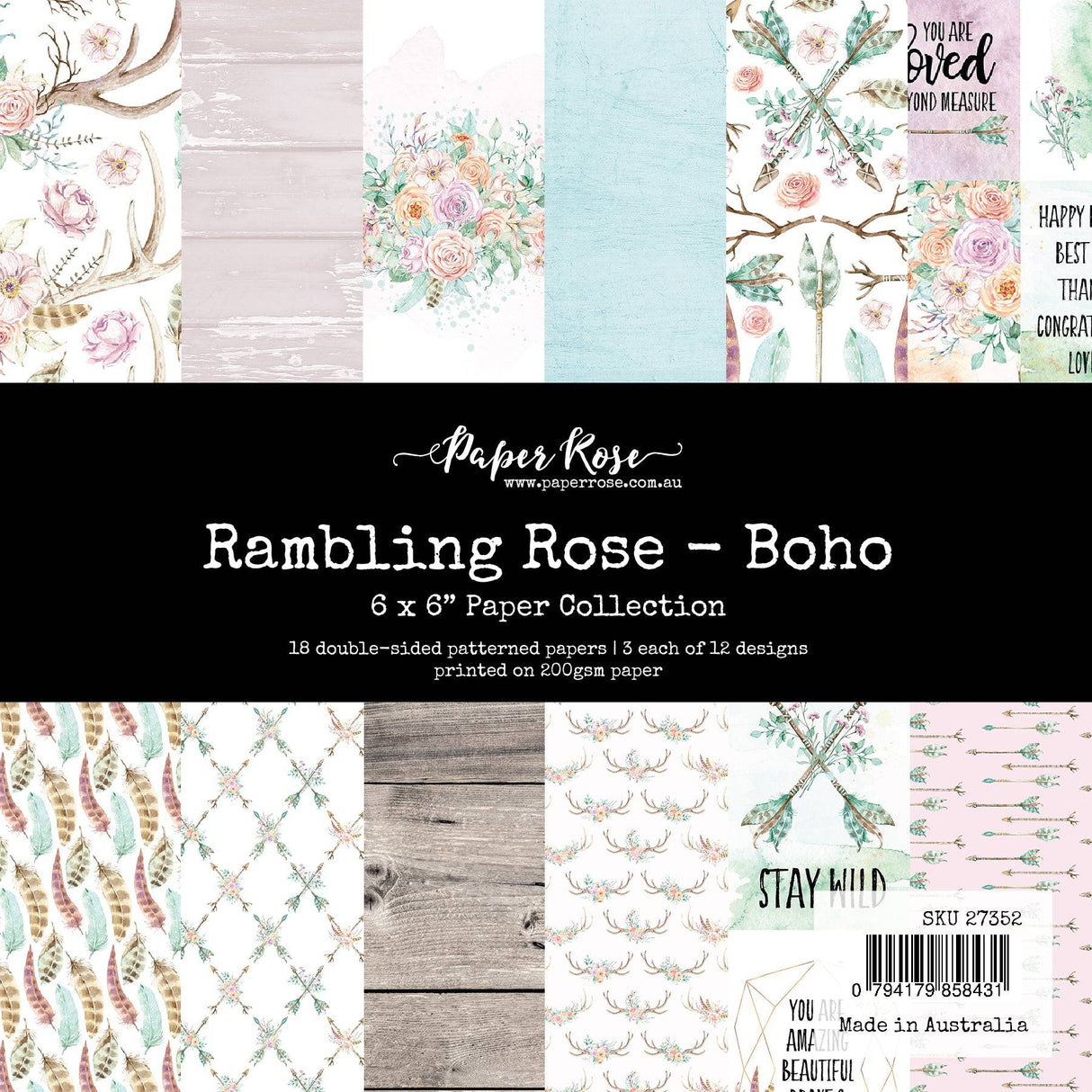 Rambling Rose - Boho 6x6 Paper Collection 27352 - Paper Rose Studio