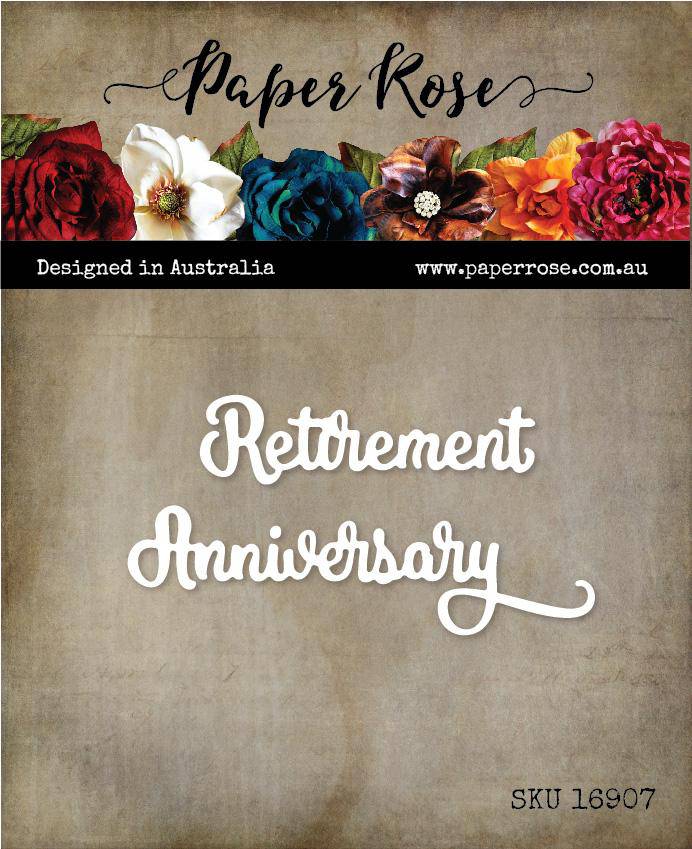 Retirement Anniversary Small Metal Cutting Die 16907 - Paper Rose Studio