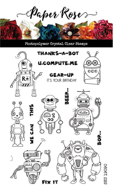 Robot Friends 4x6" Clear Stamp Set 19090 - Paper Rose Studio