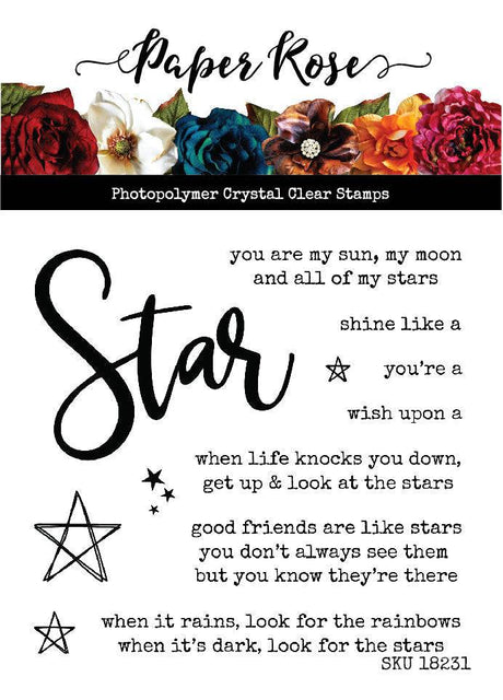 Star Words 4 x 4" Clear Stamp Set 18231 - Paper Rose Studio