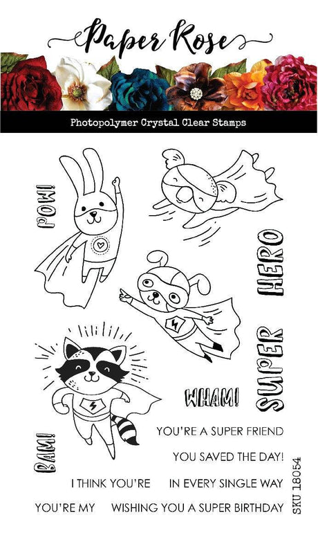 Super Hero Fun 4x6" Clear Stamp Set 18054 - Paper Rose Studio