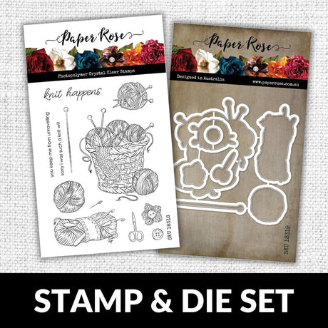 Knit Happens 4x6" STAMP & DIE BUNDLE 18319 18318 DISCONTINUED - Paper Rose Studio