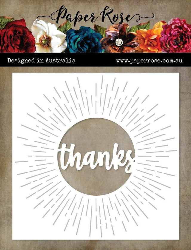 Thanks Circle with Rays Detail Metal Cutting Die 21327 - Paper Rose Studio