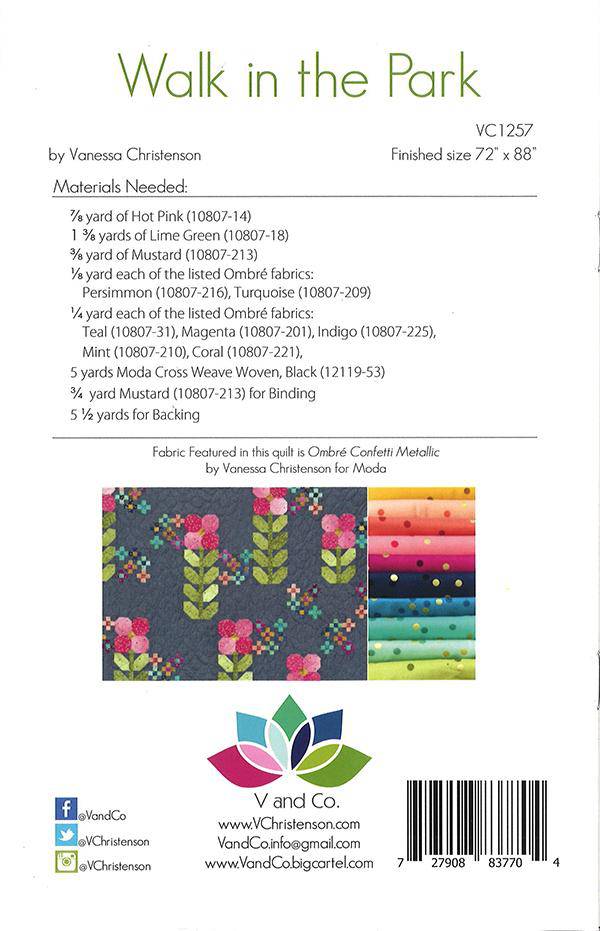 Walk in the Park Quilt Kit - Moda Ombre Confetti Metallic by V&A - Paper Rose Studio