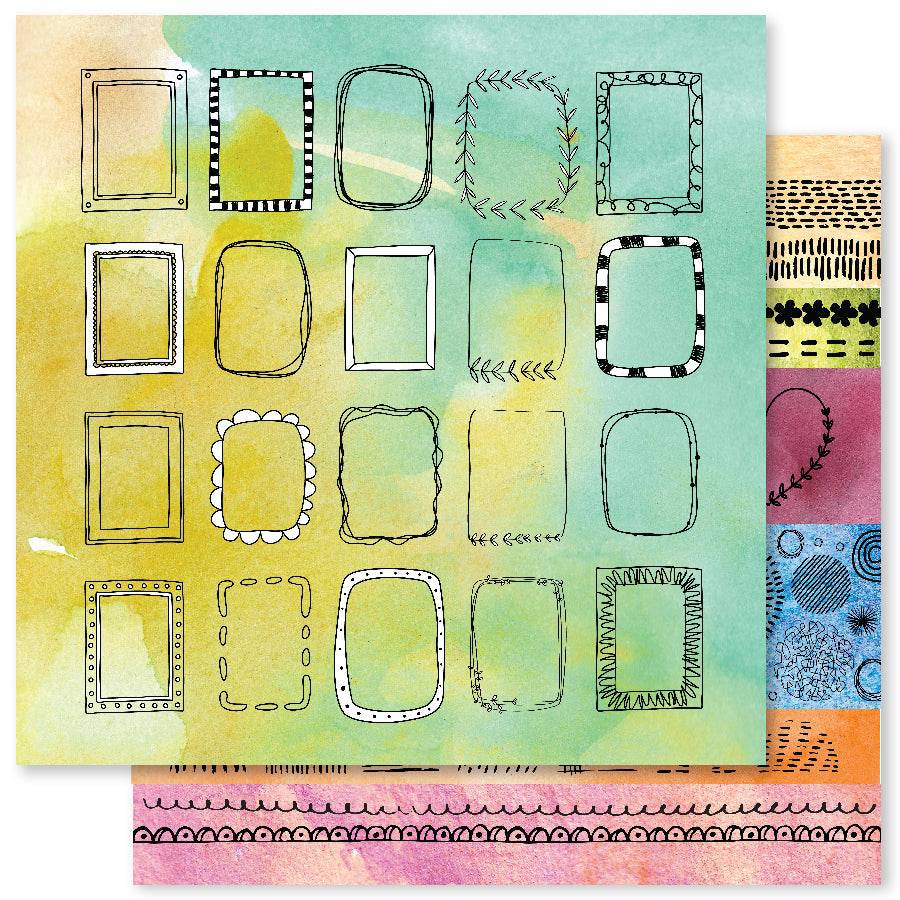 Watercolours & Scribbles F 12x12 Paper (12pc Bulk Pack) 26410 - Paper Rose Studio